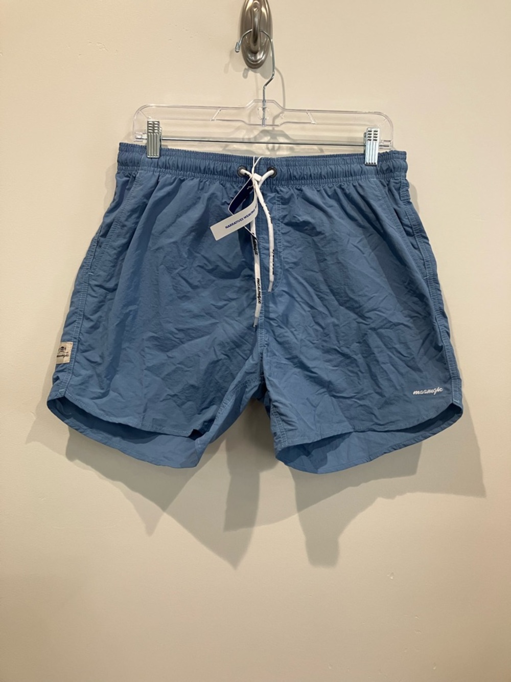 Maamgic Men's Light Blue Swim Trunks with Drawstring